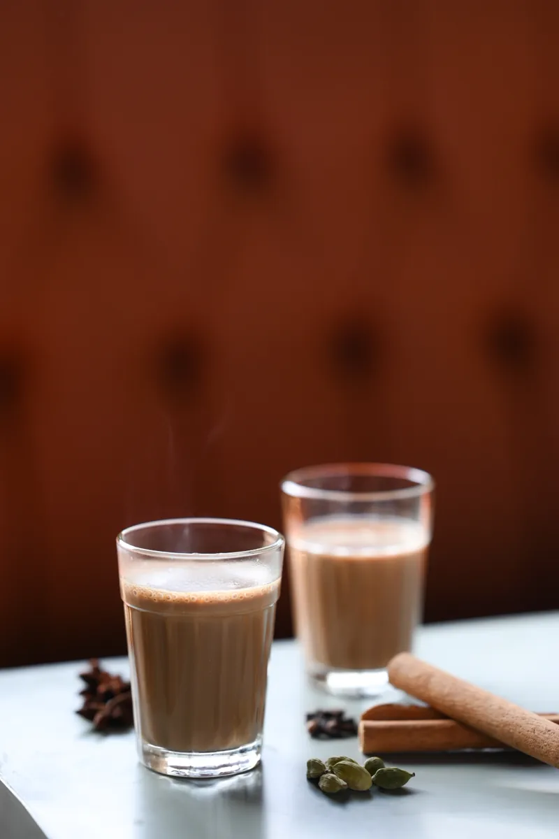 Pyala package — glasses of masala chai with cinnamon and cardamom