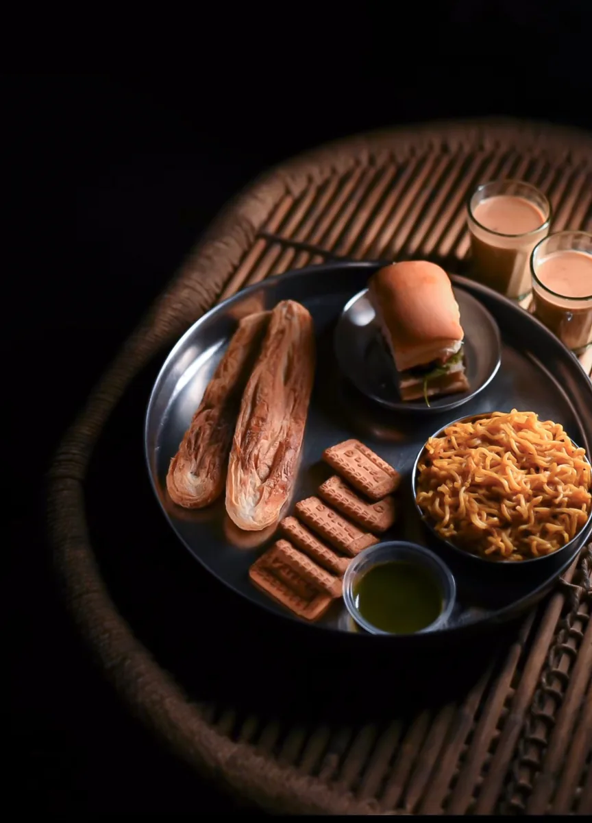 The Munchies platter — maska bun, khari, biscuits and cutting chai