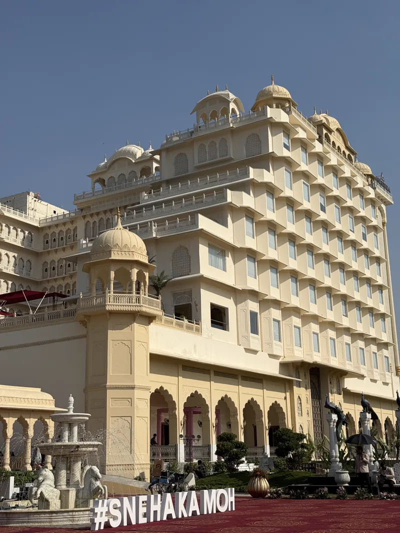 Grand palace facade at a Rajasthan wedding