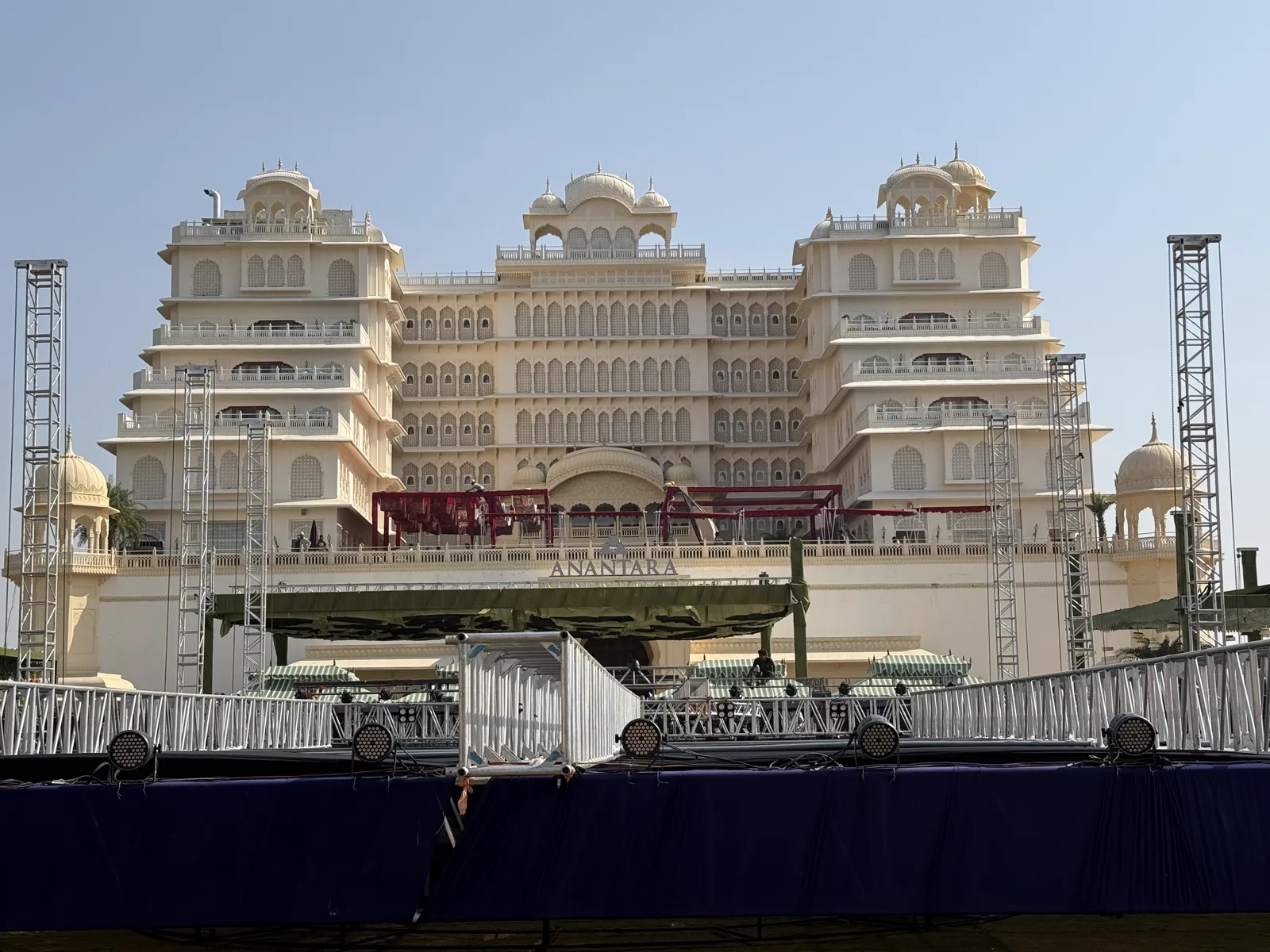 Anantara Jaipur palace set up for a wedding served by Chapas & Ketali Outdoors